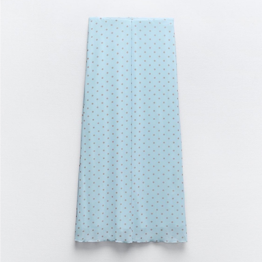 Zara NWT printed tulle skirt sky blue - Picture 5 of 7
